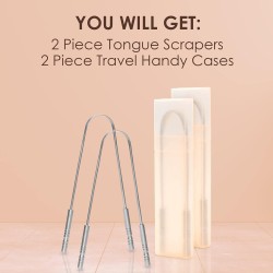 Tru Life Tongue Scraper For Adults (2 Pack), Tongue Cleaner for Oral Care & Hygiene, Reduce Bad Breath (Travel Cases Inc